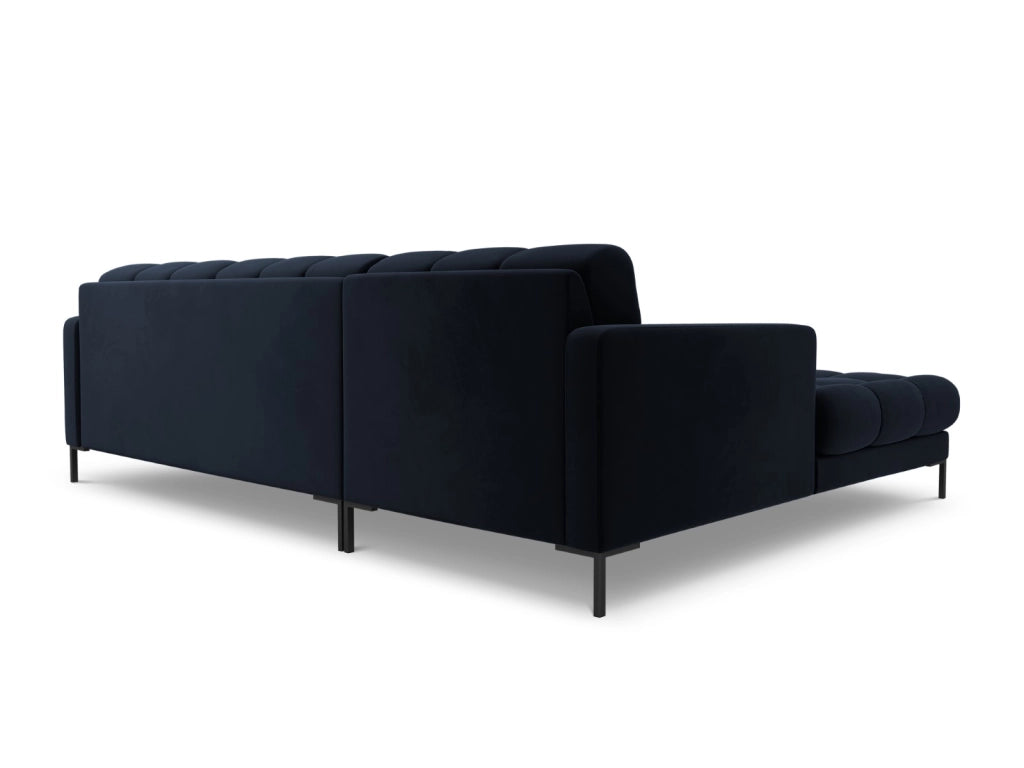 Cosmopolitan Design - Divano angolare sinistro "Bali" 5 posti in velluto blu scuro 