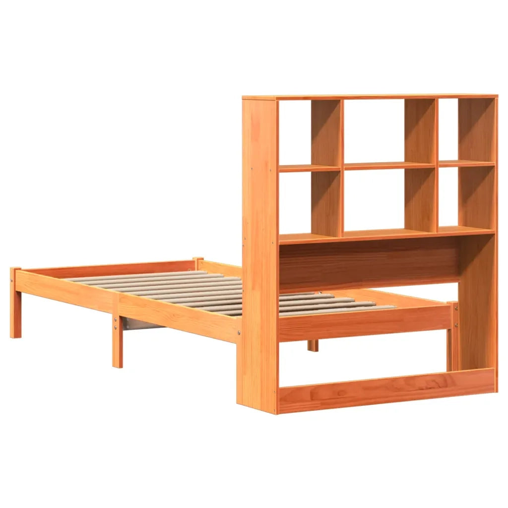 vidaXL Letto Libreria senza Materasso Marrone Cera 100x200 cm in Pino