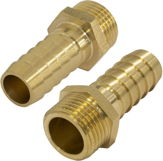 Set di Fitting da 2 pezzi - Fitting maschili con viti a gancio - Tubo Ø16 mm - Fitting esterno - Connessione irrigazione - Ottone - Fitting per giardino
