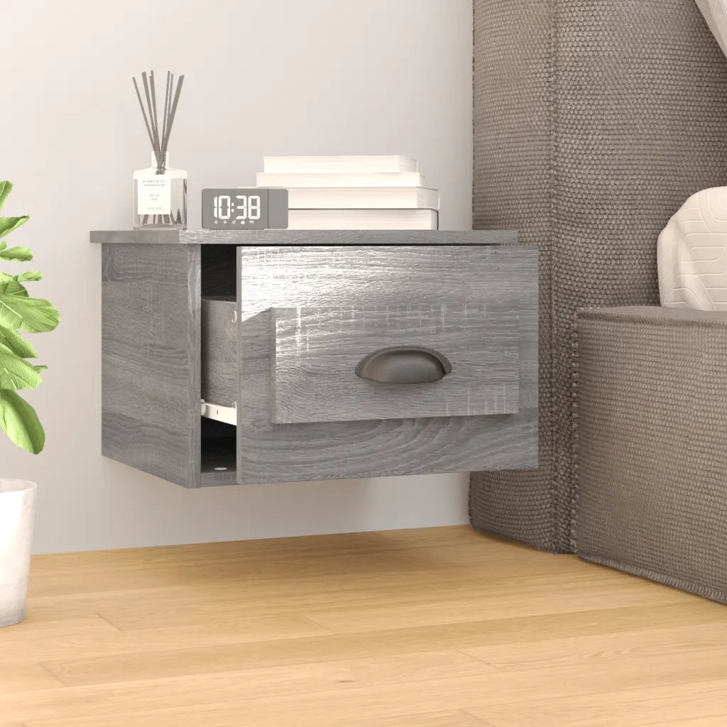 Set di 2 Comodini | Armadio da Notte | Mobiletto da notte a Parete Grigio Sonoma 41,5x36x28 cm