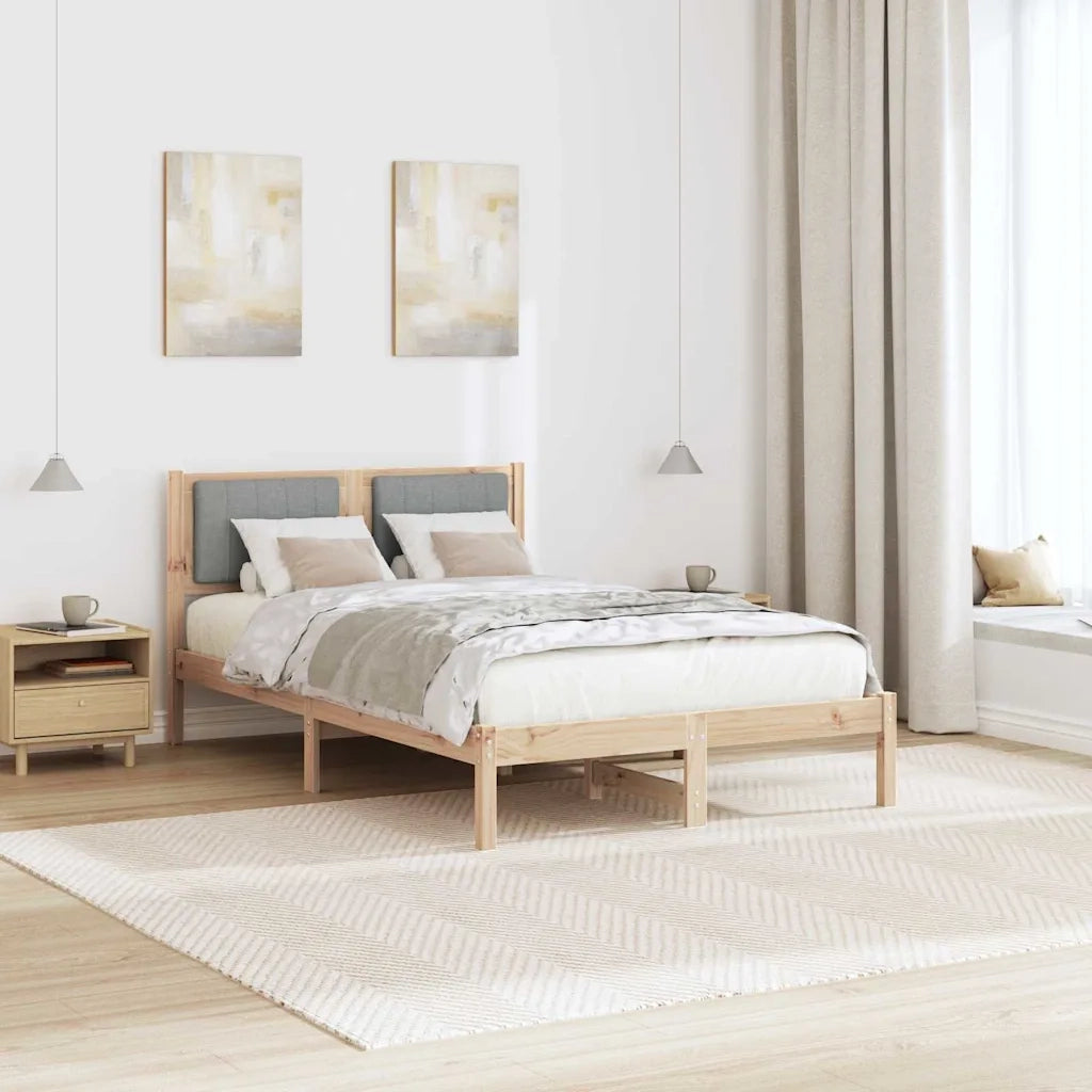 Letto con Testiera Rivestita Grigio chiaro 120 x 200 cm