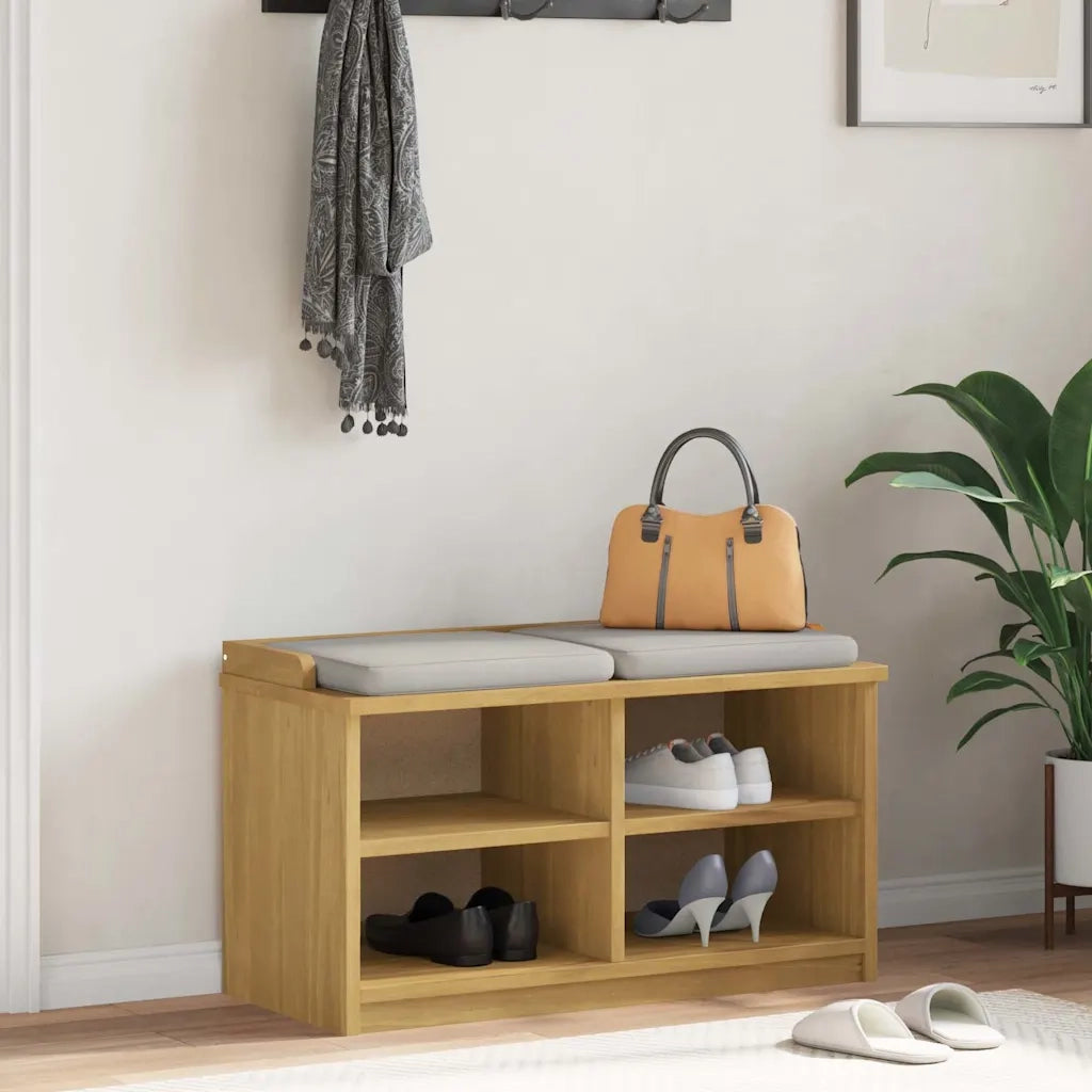 Panca da Corridoio-Sgabello-Panca con Contenitore SANDNES 87x40x50 cm Legno Massello di Pino 949528