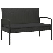 Panchina da Giardino | Panca da Giardino con Cuscino Nera 105 cm in Polyrattan