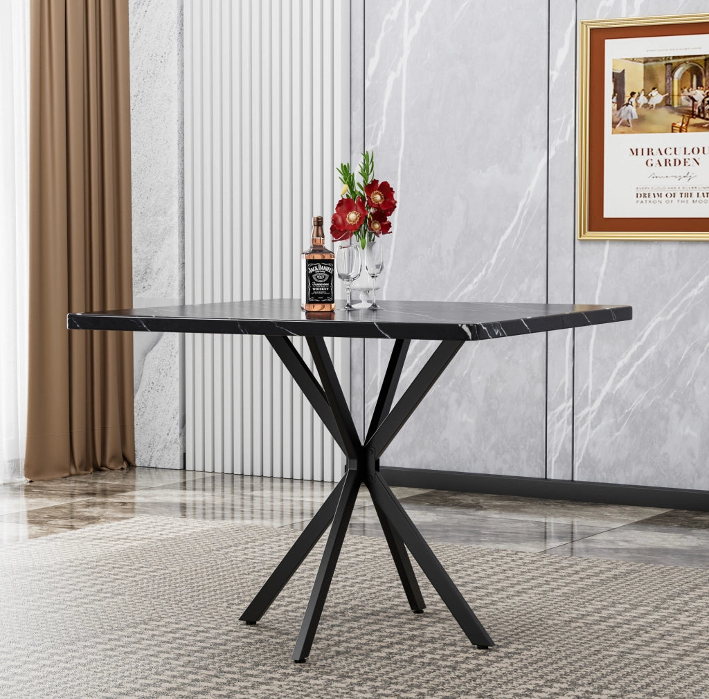 Tavolo da pranzo quadrato 107.2x58.2x8.7 cm; salvaspazio; in MDF e metallo nero