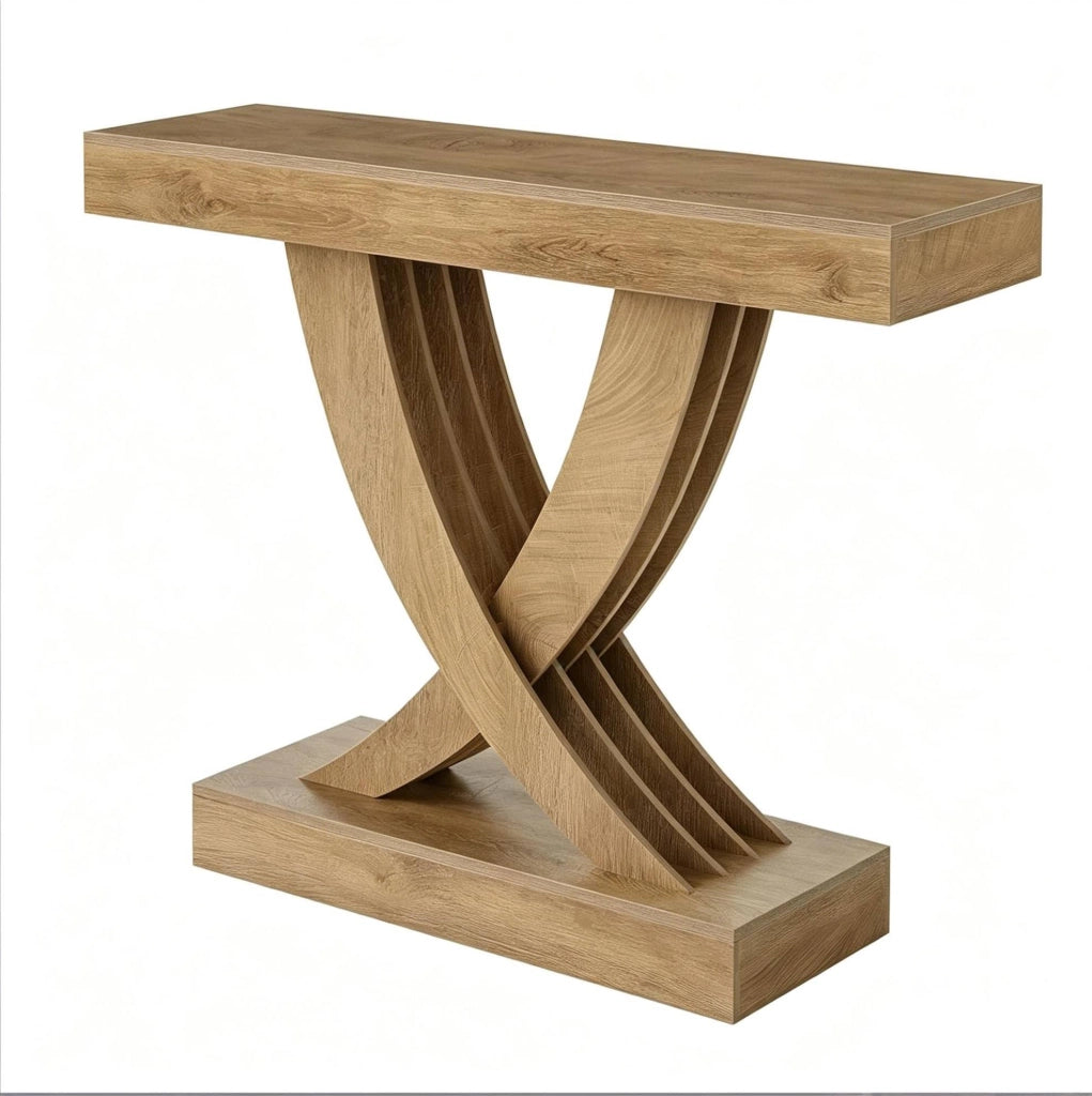 Tavolo consolle rustico in MDF marrone con base a X, 110 cm