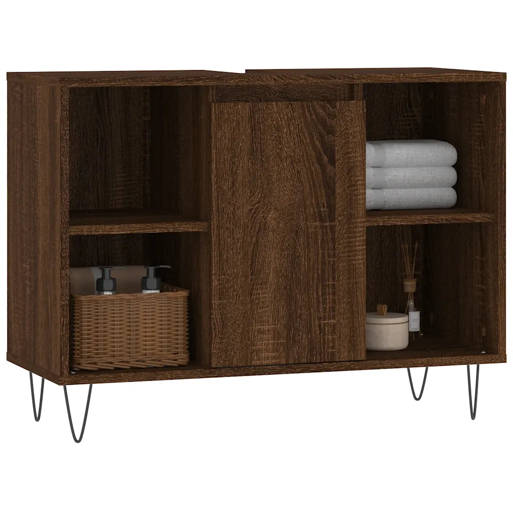 Armadietto Bagno | Armadio da bagno Rovere Marrone 80x33x60cm in Legno Multistrato
