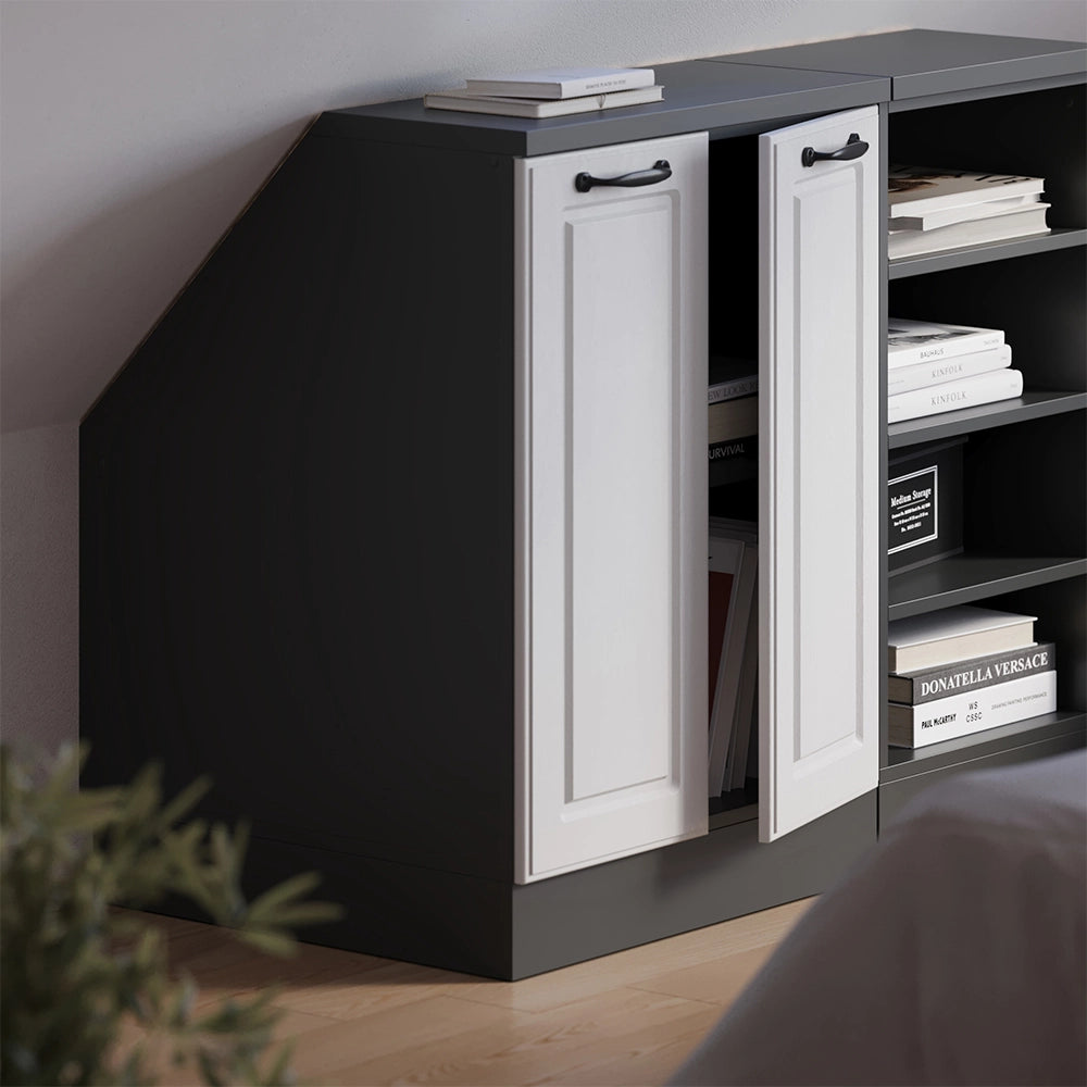 Mobile sottotetto Rion Bianco rustico/Antracite 60 x 83.8 cm con 2 porte, carcassa 60 cm profondità Vicco