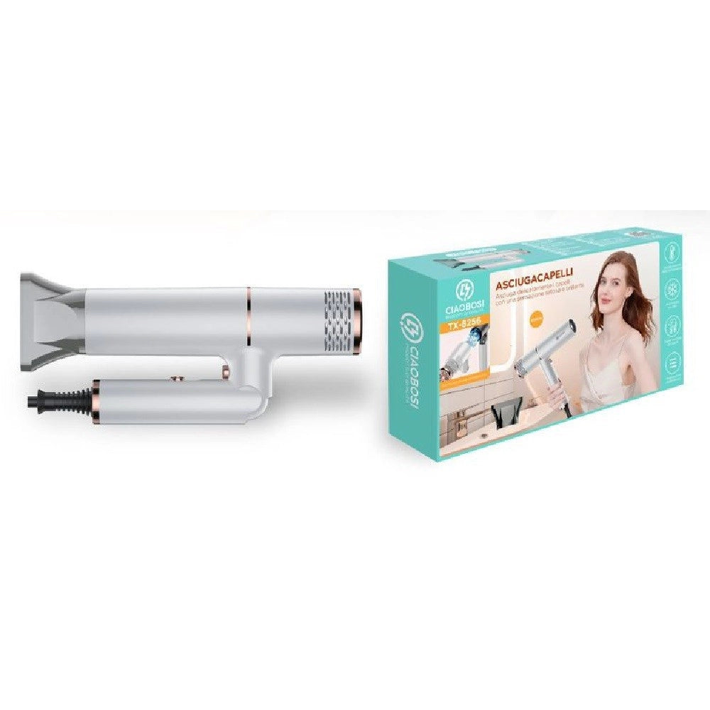 Trade Shop - Asciugacapelli Phon Professionale 4000w Ione Negativo Luce Blu Pieghevole Tx-8256 -