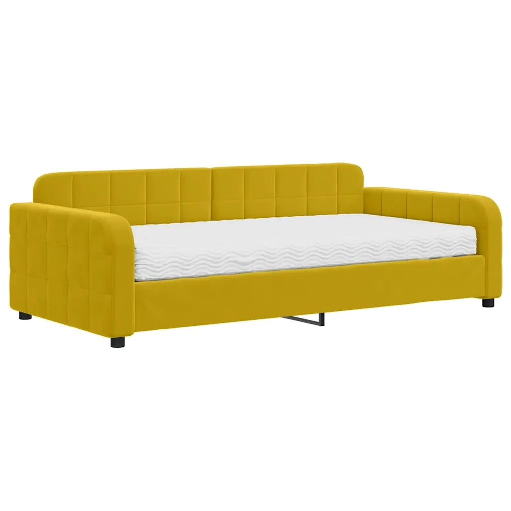 Divano Letto con Materasso-Sofa Letto-Daybed Giallo 100x200 cm in Velluto 605805
