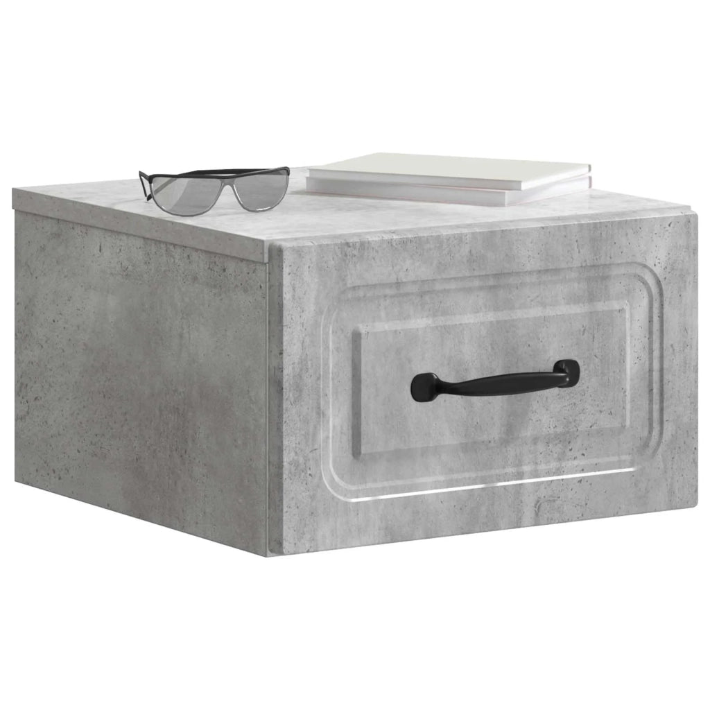 Mobiletto da notte a muro con cassetto 2 pcs Grigio Cemento 899282