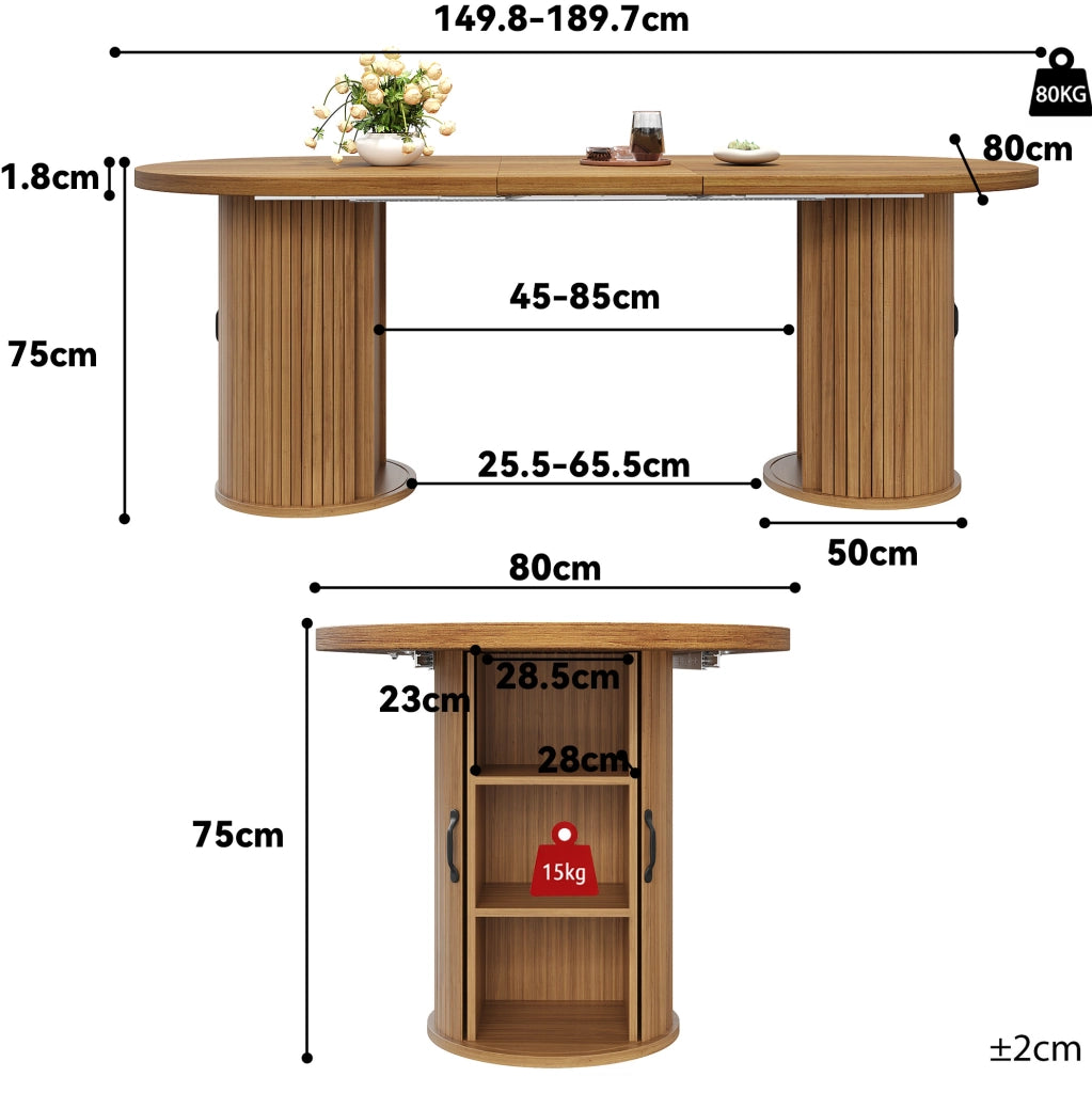 Tavolo da pranzo estensibile 150-190 cm marrone scuro