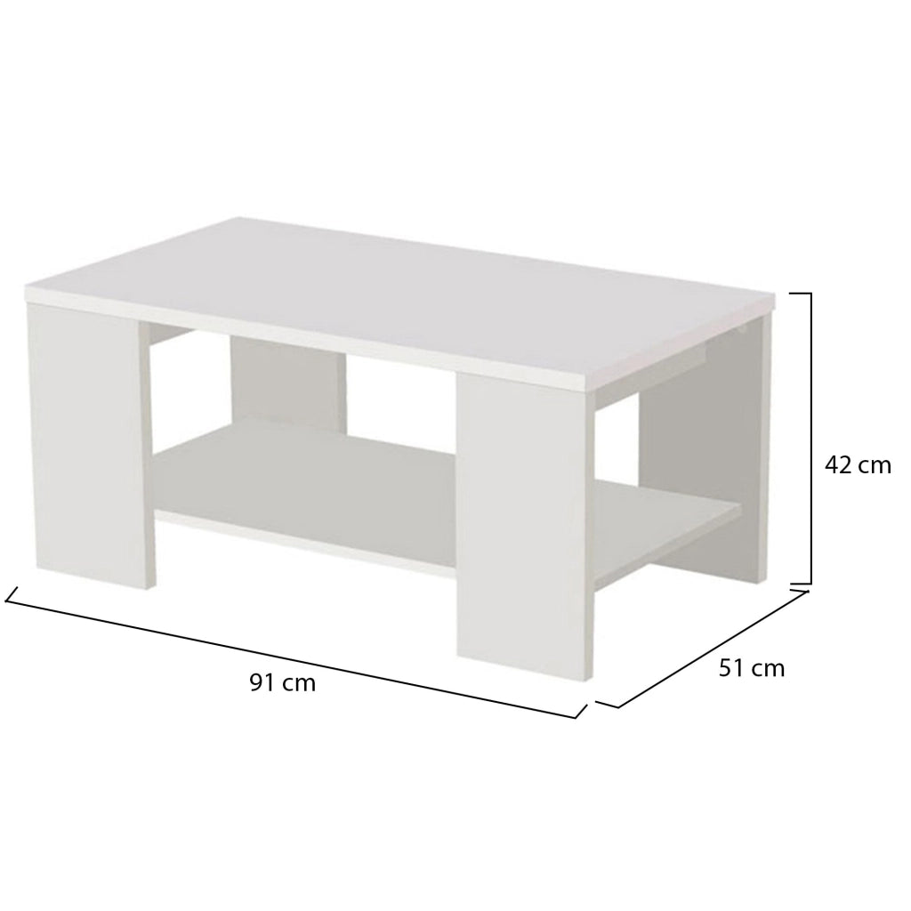 Piraino, Tavolino da Salotto un Vano, 90.5x50.5x41.5h cm Bianco