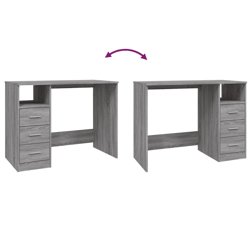 Scrivania Cassetti Grigio Sonoma 102x50x76 cm Legno Multistrato 823038