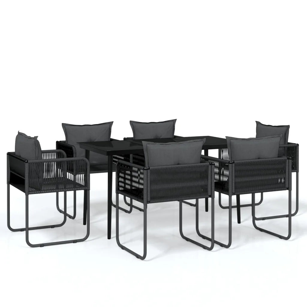 Set Mobili da Pranzo per Giardino 7 pz Nero cod mxl 42241