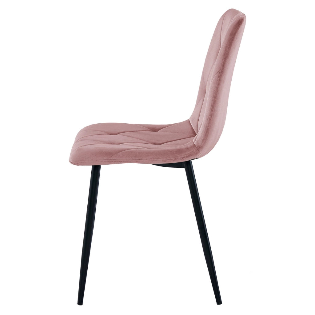 Set di 2 sedie Libra in velluto rosa antico e metallo nero