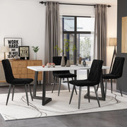 Set di 4 sedie da pranzo in velluto nero con gambe in metallo e schienale imbottito