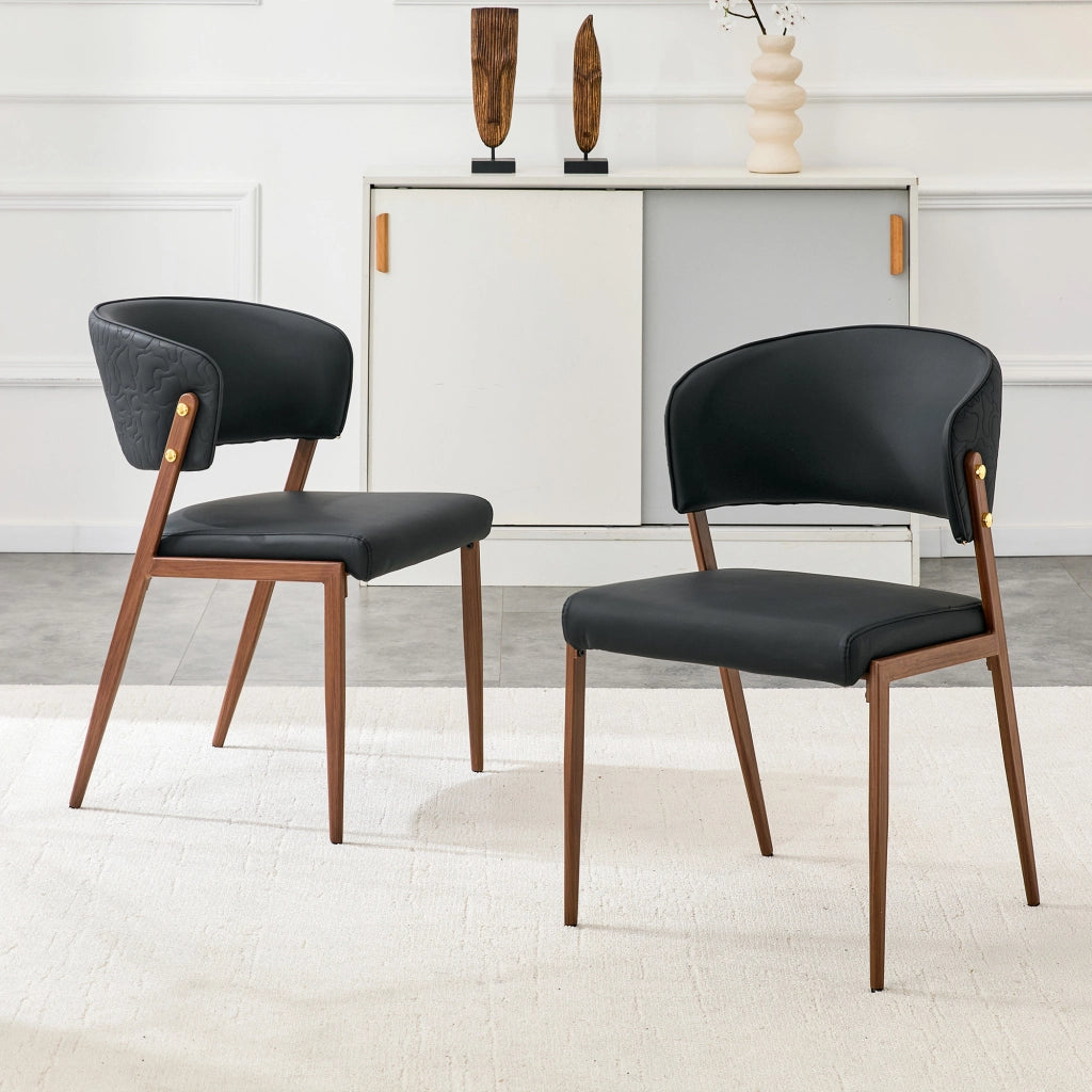 SEDIA DA PRANZO MODERNA IN PU NERO, SET DA 2 PEZZI
