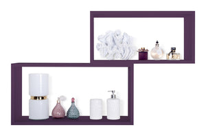 Set 2 Mensole Cubo da Parete Rettangolare in Fibra di Legno Bislugno  Viola Melanzana