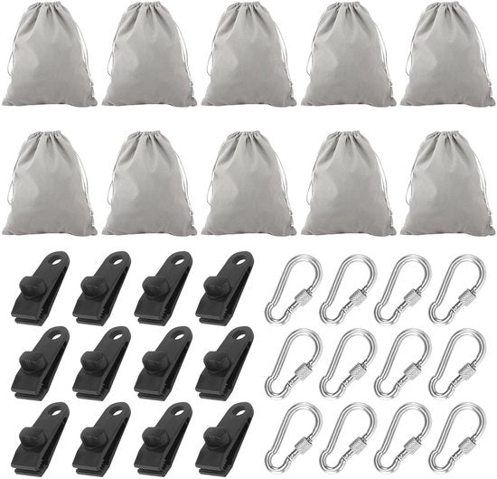 Set di pesi per tende da sole esterne da 10 pezzi, con 12 ganci a carabina e 12 clip, pesi per tende da tavolo per feste, campeggio e matrimoni