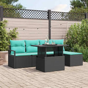 Set Divano da Giardino con cuscino 6 pcs Nero e blu 3348812