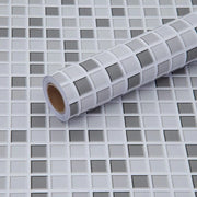Sticker per mozaico, adesivi per pavimento in PVC, per cucina e bagno, per parete di cucina, nastro adesivo acqua resistente, pavimento in PVC autofissante, 60 x 500 cm.