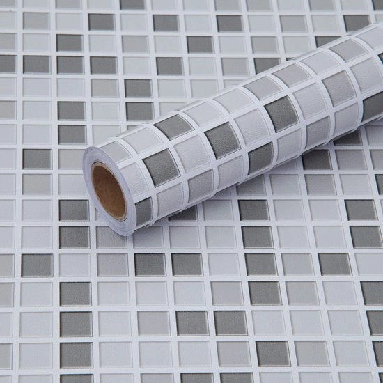 Sticker per mozaico, adesivi per pavimento in PVC, per cucina e bagno, per parete di cucina, nastro adesivo acqua resistente, pavimento in PVC autofissante, 60 x 500 cm.