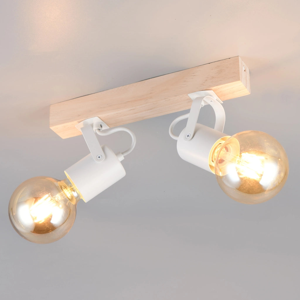 BARRA 2 SPOT E27 LYNAR 31CM BIANCA/LEGNO