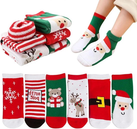 Calze per bambini - 6 paia calze unisex per bambini - calze in lana per bambini di 1-3 anni - rosso 15 EU.