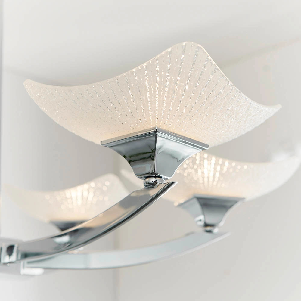 Plafoniera Ayres Endon cromo vetro scavo 6xG9 dimmerabile