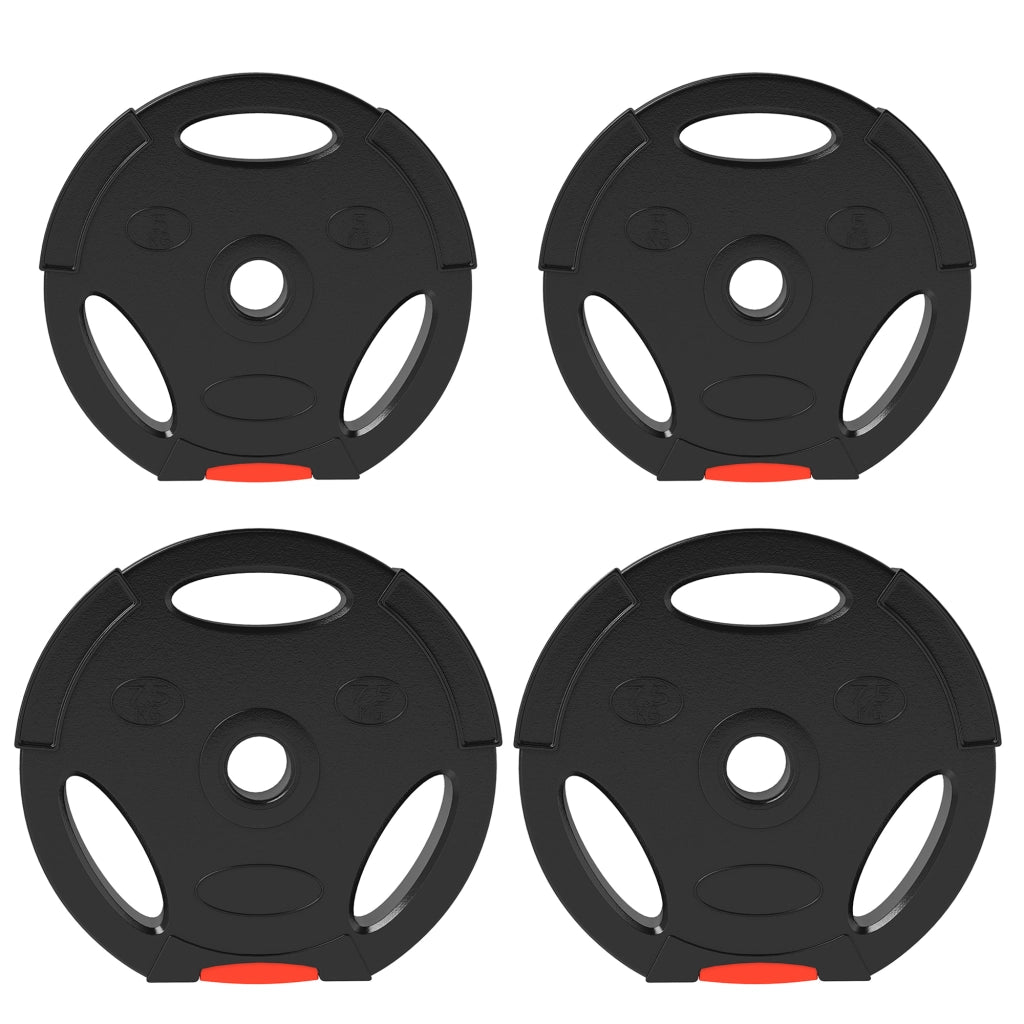Kit 4 Pesi con 2 Dischi Ø30x5,5 cm da 7,5 kg e 2 Dischi Ø27x4,5 cm da 5 kg in Polipropilene e Sabbia Nero