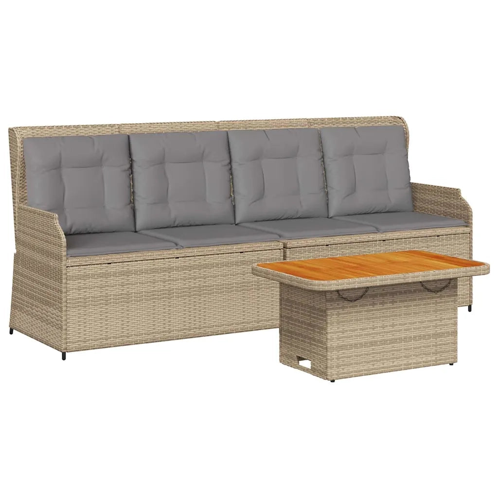 Set Divani da Giardino 3 pz con Cuscini in Polyrattan Beige