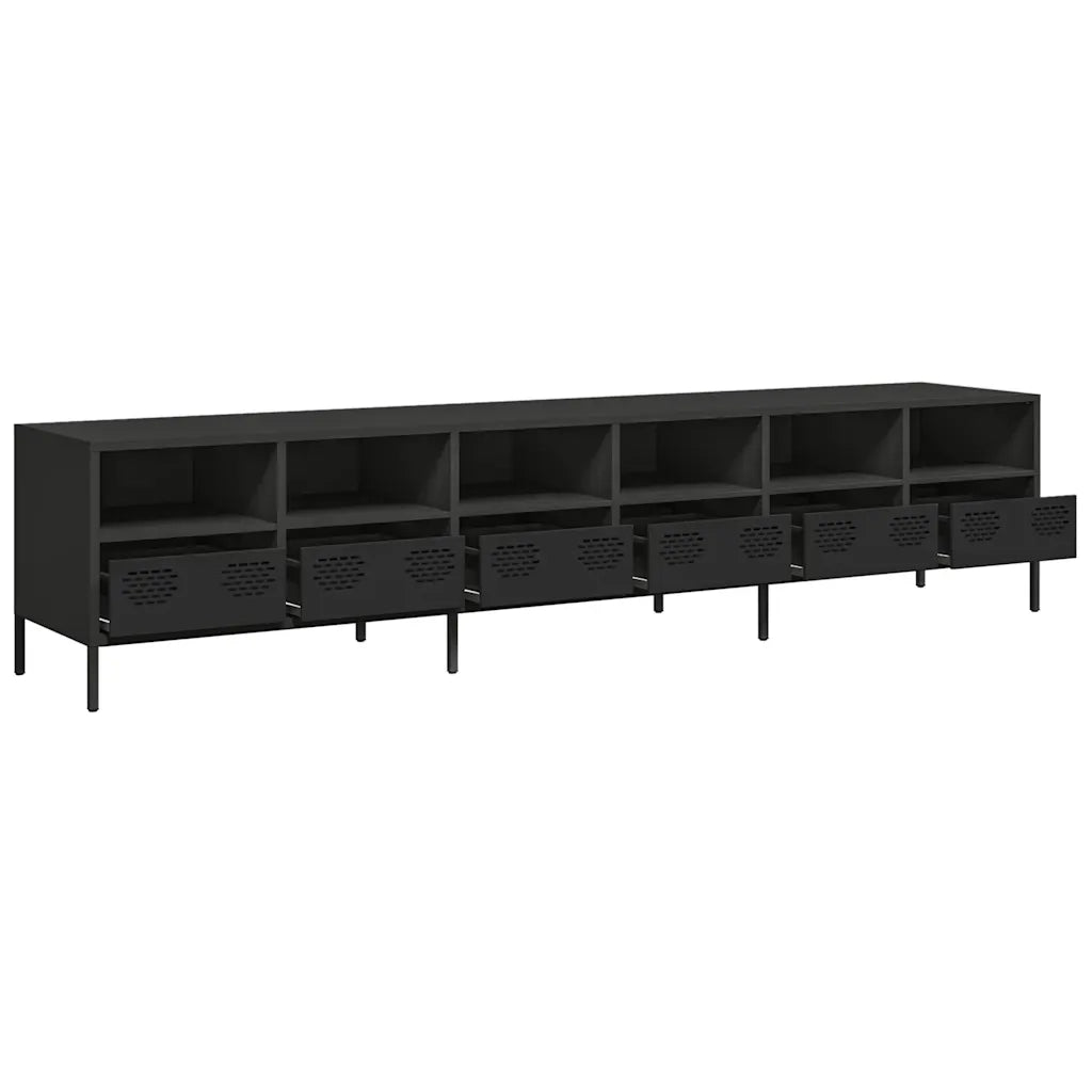 Mobile TV Nero 202x39x43,5 cm in Acciaio Laminato a Freddo 3307155