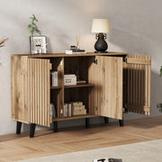 Credenza con 3 ante e 6 scomparti; ante traforate e anta chiusa; per soggiorno e camera; 150 × 40 × 95 cm
