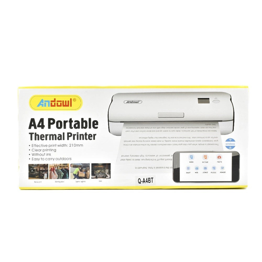 Trade Shop - Mini Stampante Termica Wireless Portatile Multifunzione A4 Usb Bluetooth Q-a4bt -