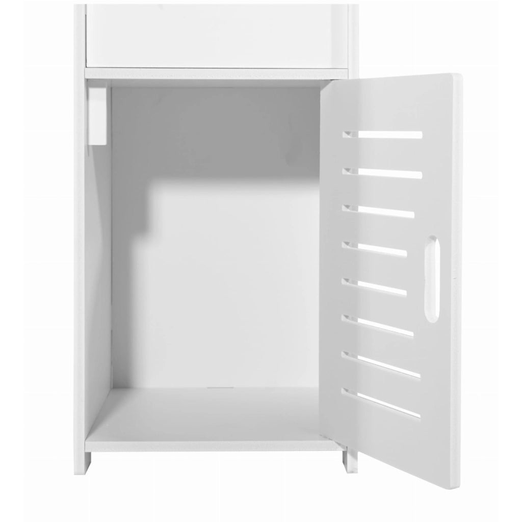 Mobiletto bagno a colonna salvaspazio in PVC bianco