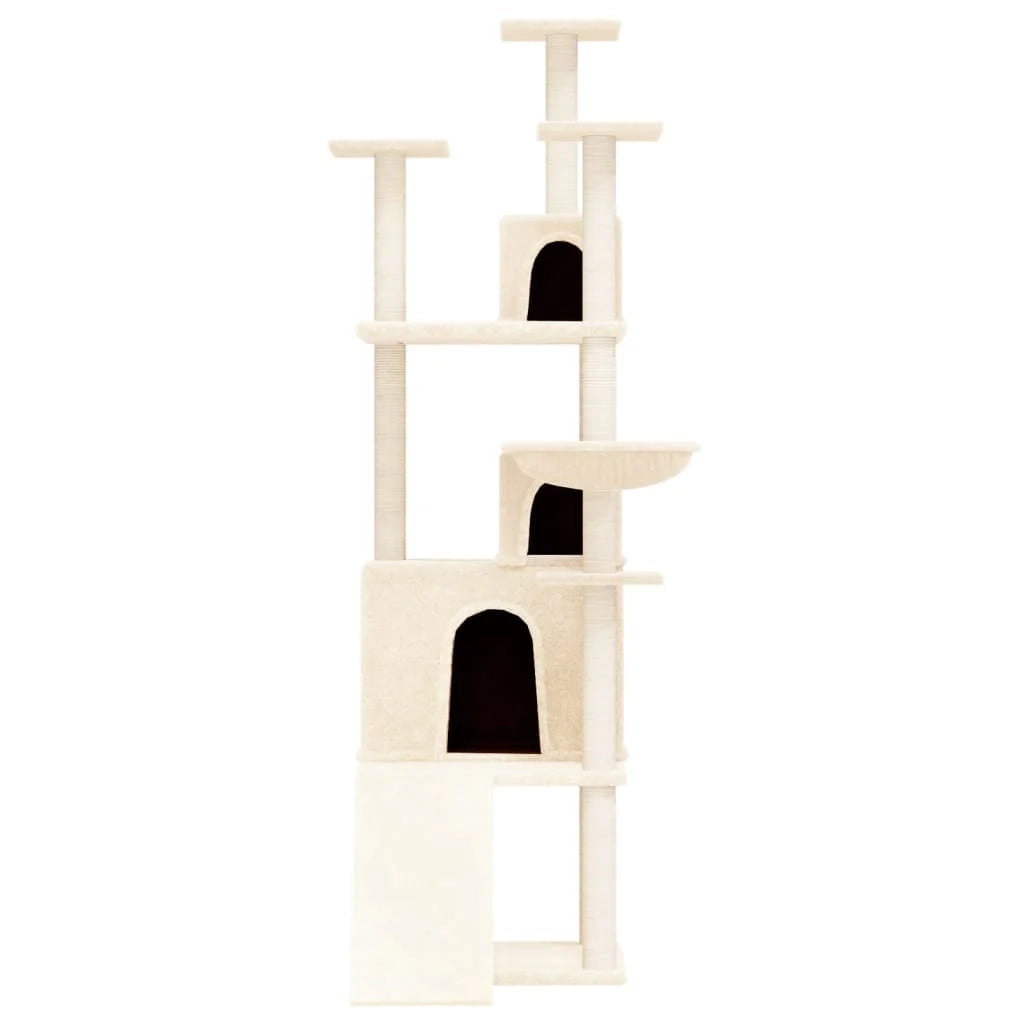 Tiragraffi per gatti Mobili per arrampicata su torre Tiragraffi piattaforma da arrampicata con tiragraffi in sisal 175 cm crema 02_0022499