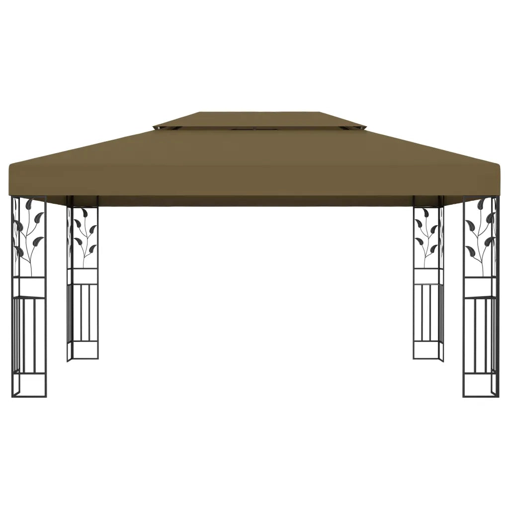Gazebo | Pergolato con Tetto Doppio 3x4 m Grigio Talpa 180 g/m2