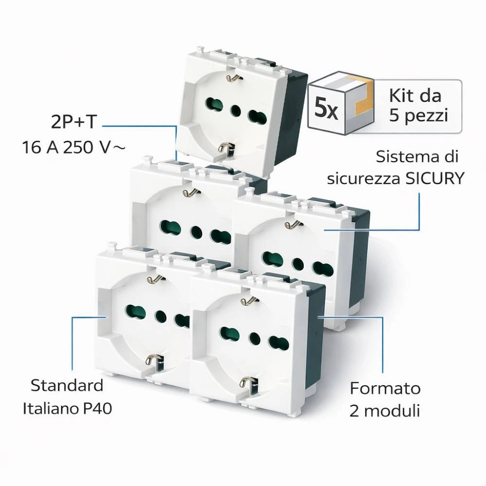 Vimar plana presa schuko bivalente bipasso standard tedesco italiano 14210 pezzi 5
