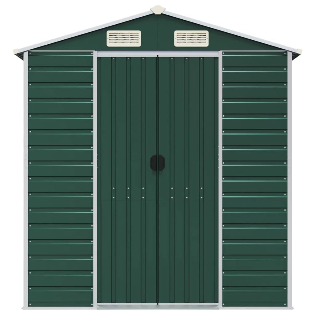Casetta da giardino cabina ripostiglio casetta da esterno robusta casetta per attrezzi 191 x 555 x 198 cm acciaio zincato verde 02_0022352