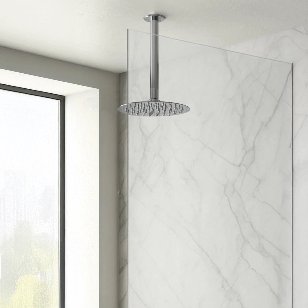 Braccio doccia verticale in ottone cromato 10cm design tondo