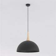 Lampada a sospensione Nautica in acciaio nero e legno