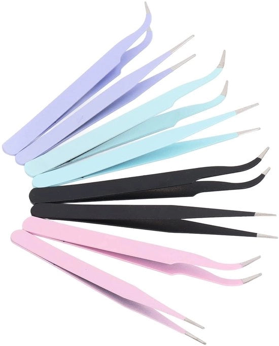 Set di Pinze Precise Colorate - Acciaio di Alta Qualità - Lunga Durata - Argento - Adatto per Saldatura, Gioielleria, Elettronica