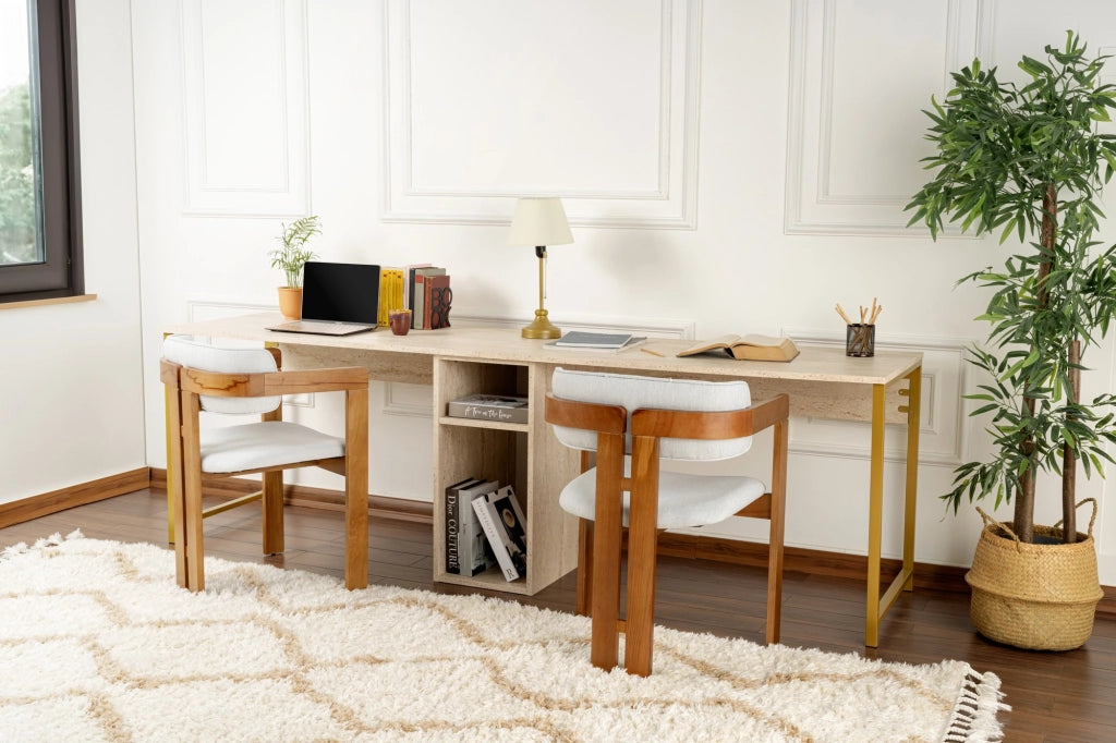 Scrivania in legno "Twin Study Desk" - 240 x 60 x 74 cm - TravertinOr