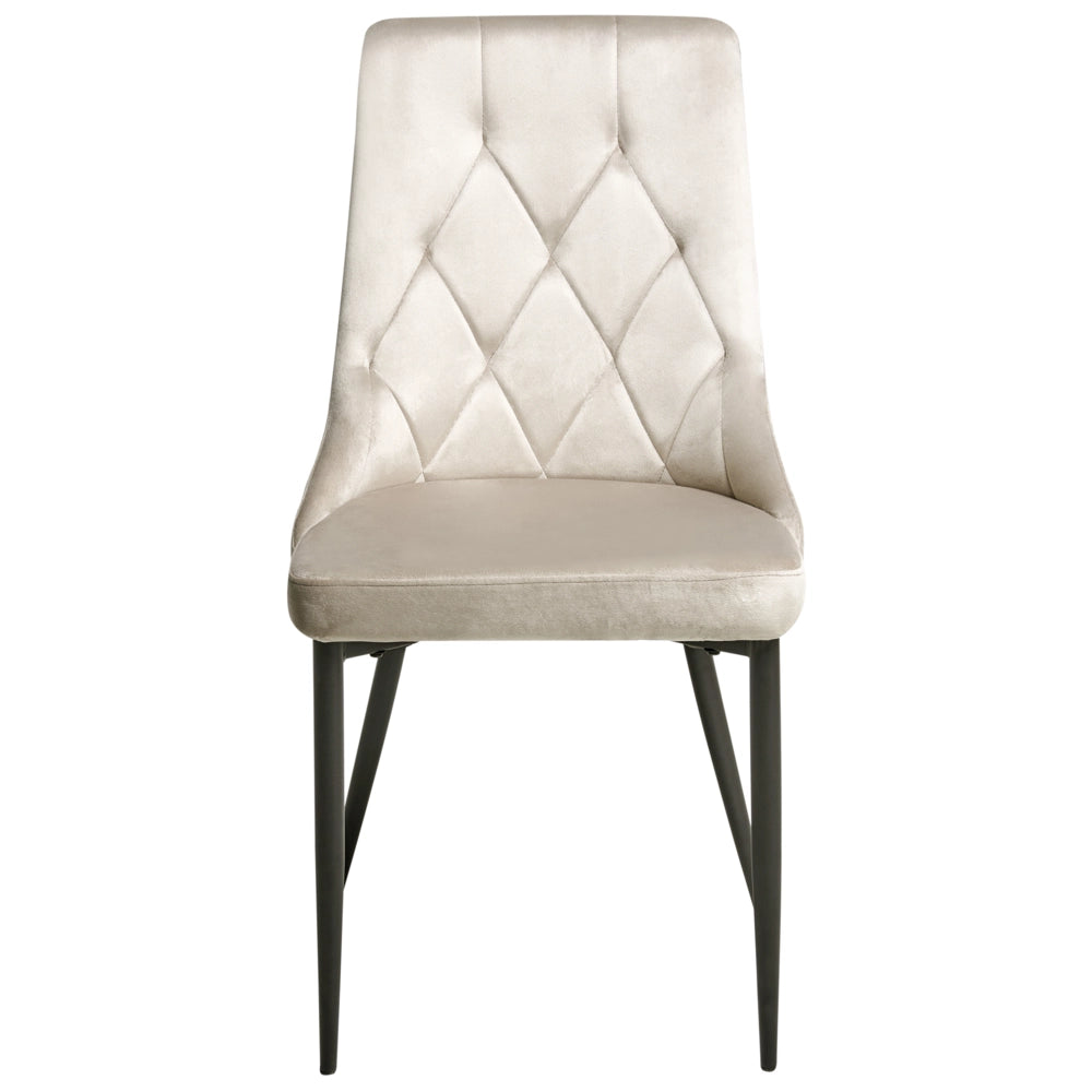 Set di 2 sedie da pranzo in velluto tortora con gambe nere in ferro Sedie imbottite moderne