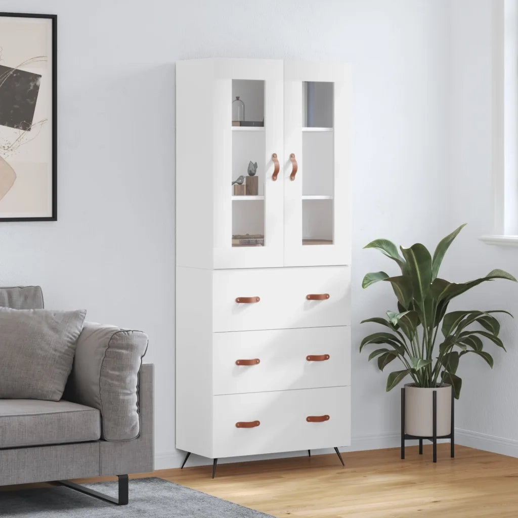 Credenza | Madia | Buffet da pranzo | Armadio da pranzo Bianca 69,5x34x180 cm in Legno Multistrato
