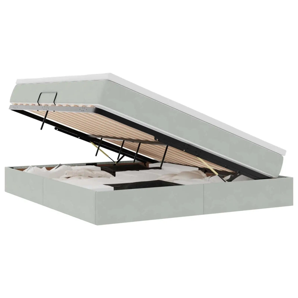 Letto con contenitore e materasso Grigio chiaro 180 x 200 cm