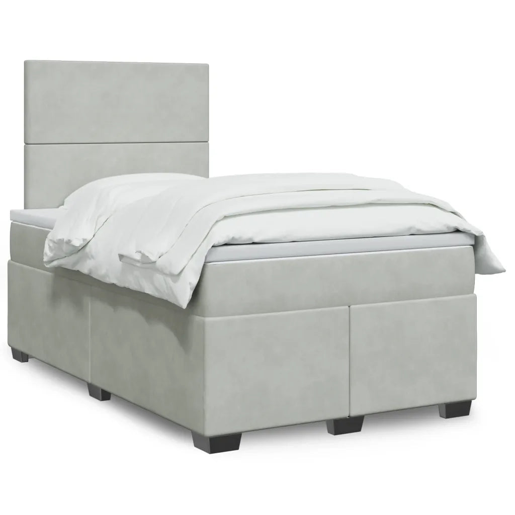 Giroletto a Molle con Materasso Grigio Chiaro 120x200cm Velluto