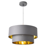 Lampada a sospensione di design 60 watt metallo e tessuto diametro 40 cm grigio oro 03_0005263