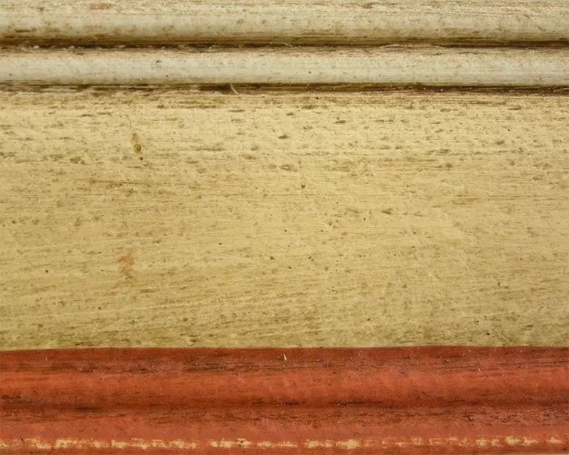Letto sagomato matrimoniale avorio antico filo rosso in legno (1424) - Mobili 2G