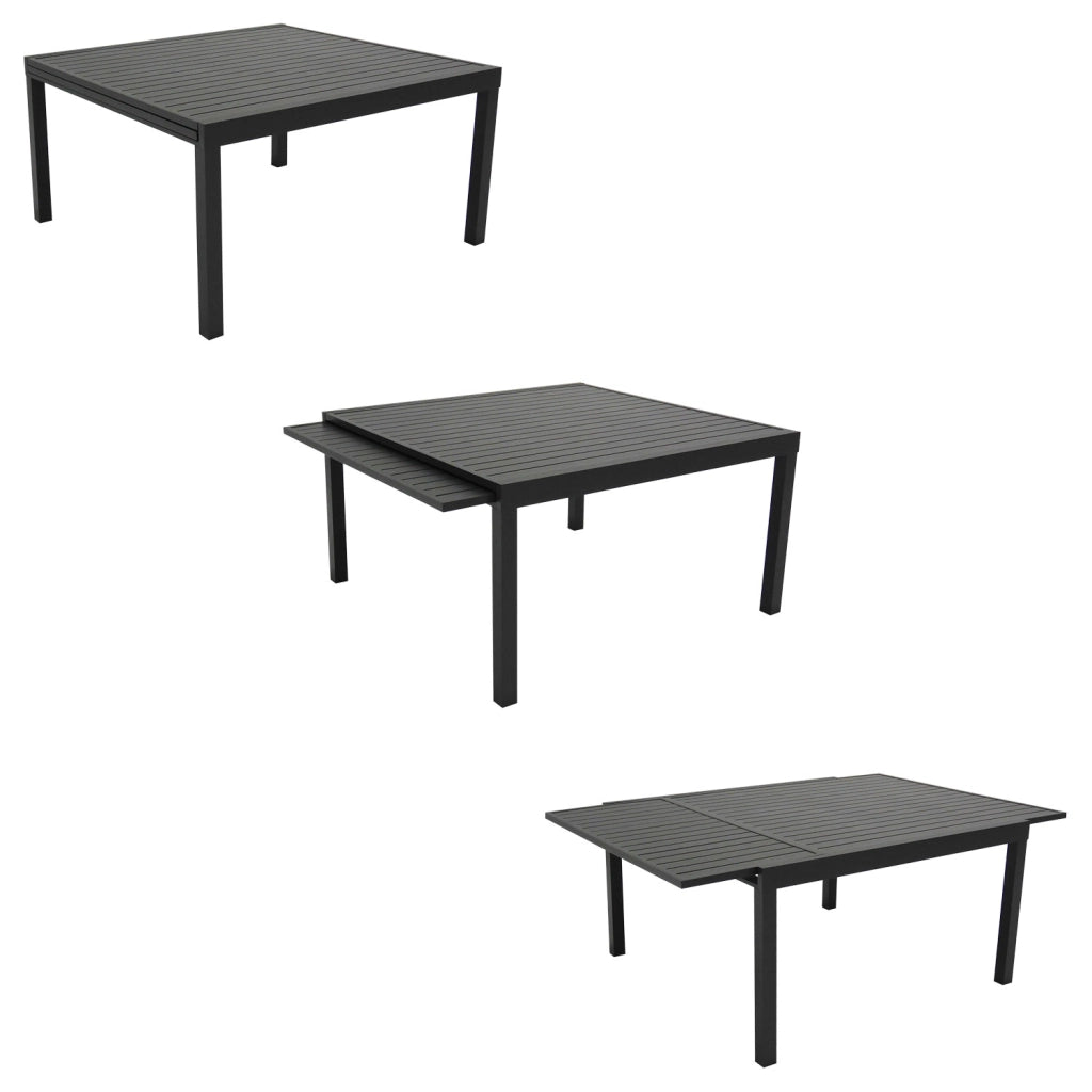 VENEZIASet di mobili da giardino allungabili in textilene grigio 140/200 posti a sedere 10 - alluminio antracite